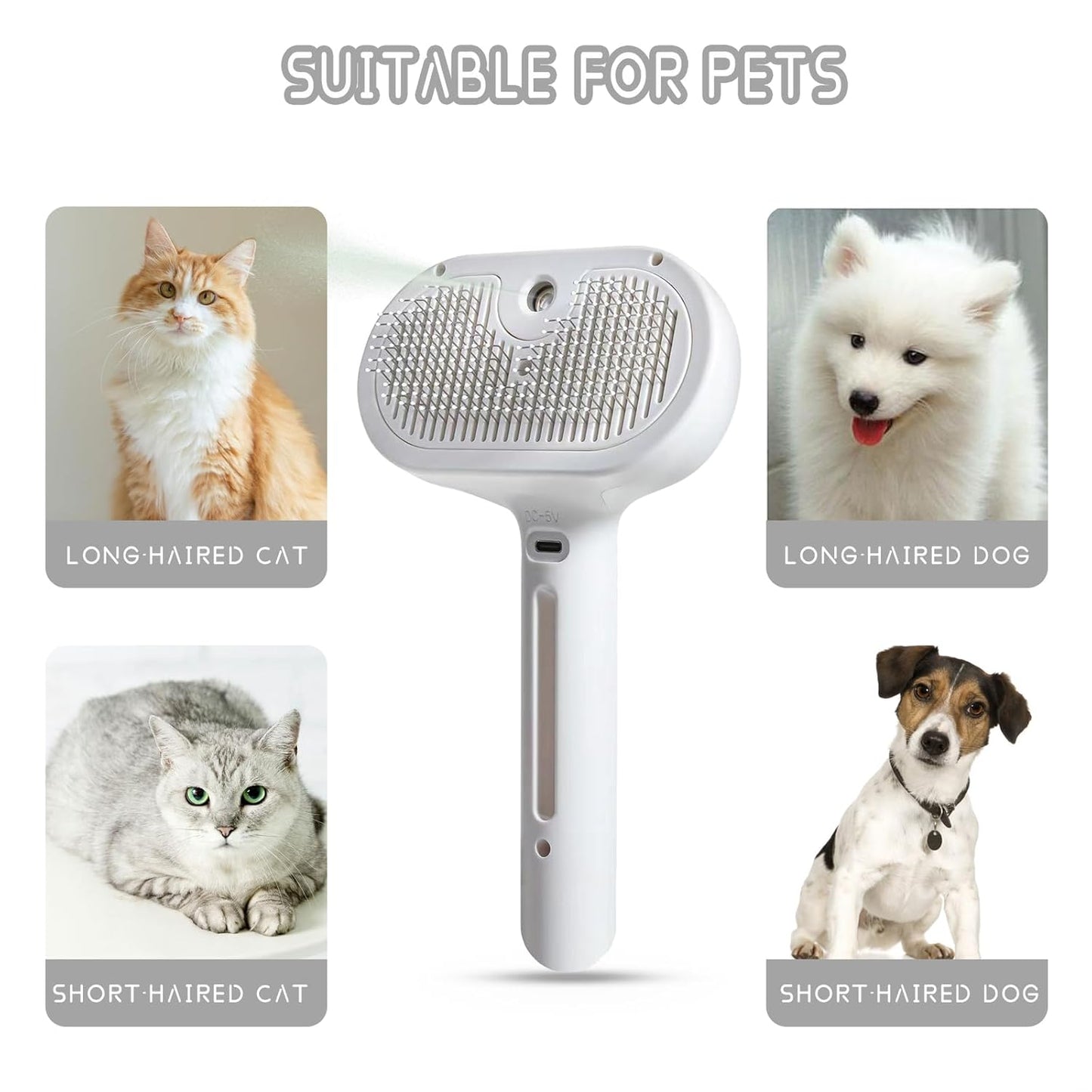 Gentle Steam Pet Grooming Brush